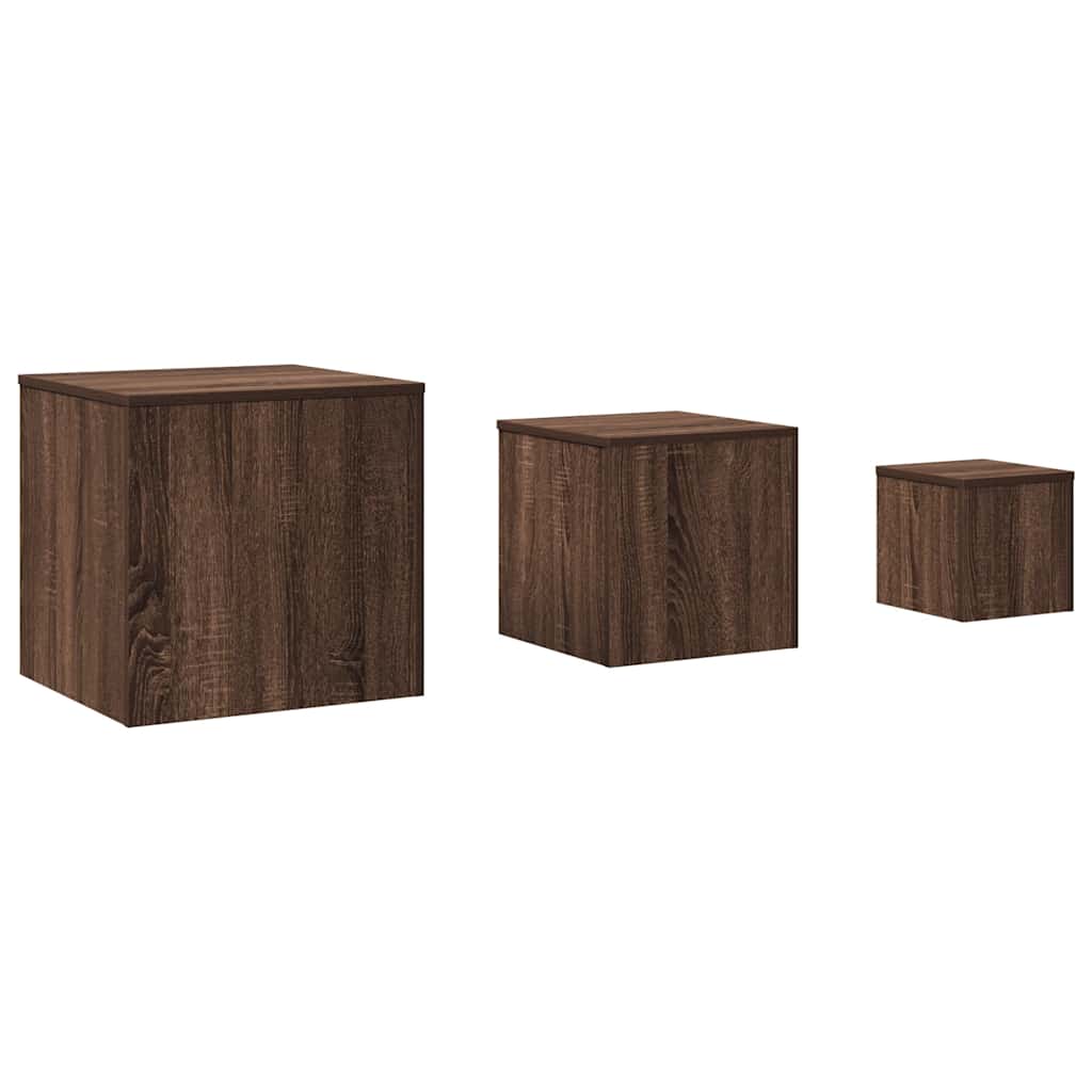 Side Tables 3 pcs Brown Oak Engineered Wood